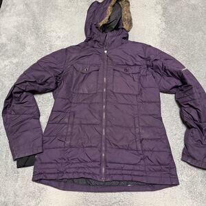 Columbia Coat Womens Large Purple Puffer Jacket Hooded Winter **flaws
